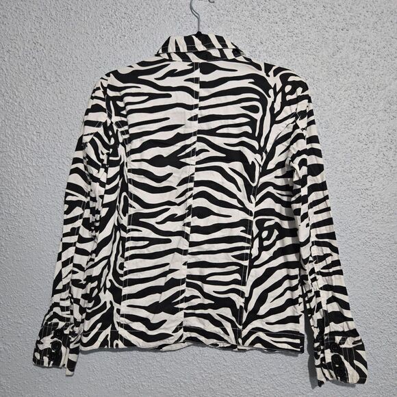 Vintage Keren Hart Womens Zebra Print Button Up Jacket Size M Maximalist Artsy - Picture 2 of 5